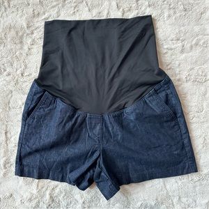 Loft Ann Taylor Maternity Shorts Dark Denim Jean Shorts Size 8 Full Panel Belly